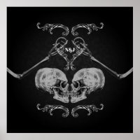"Skull in Love"  Skeletons Black Wedding