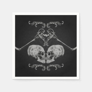 "Skull in Love"  Skeletons Black Wedding Servet
