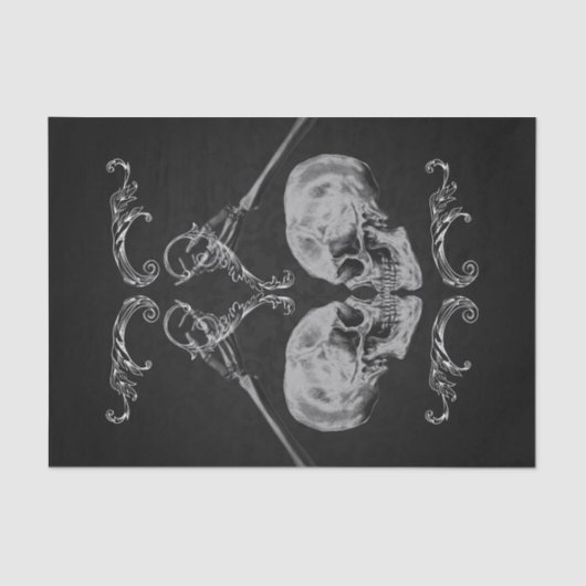 "Skull in Love"  Skeletons Black Wedding Tissuepapier (Voorkant)