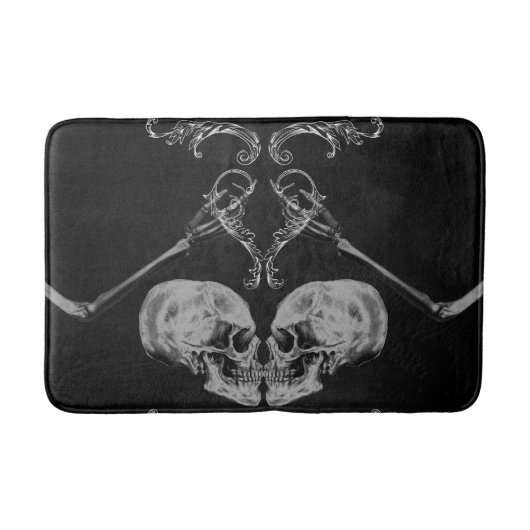 "Skull in Love"  skeletten zwart Badmat (Voorkant)