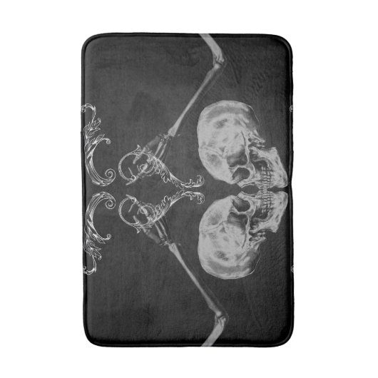 "Skull in Love"  skeletten zwart Badmat (Voorkant Verticaal)