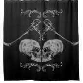 "Skull in Love" skeletten zwart Douchegordijn (Voorkant)
