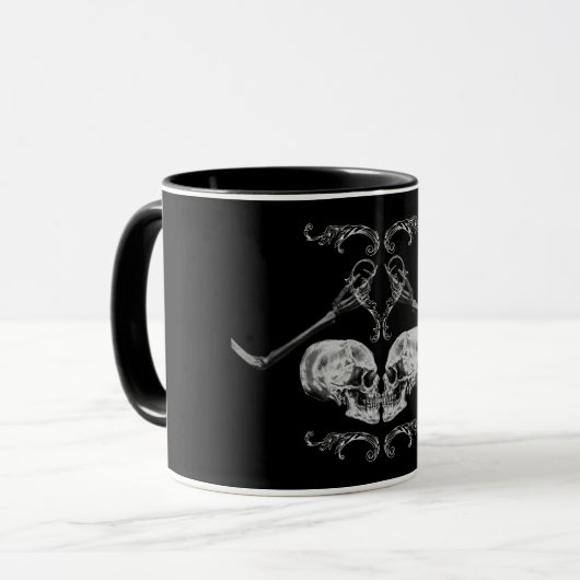 "Skull in Love"  skeletten zwart Mok (Voorkant links)