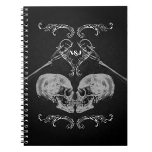 "Skull in Love"  skeletten zwart Notitieboek