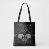 "Skull in Love" skeletten zwart Tote Bag (Voorkant)
