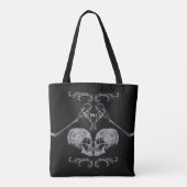 "Skull in Love" skeletten zwart Tote Bag (Achterkant)