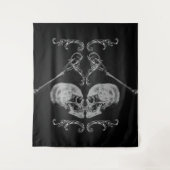 "Skull in Love"  skeletten zwart Wandkleed (Voorkant)