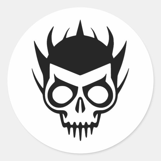 Skull in minimalistisch zwart-wit ronde sticker (Voorkant)