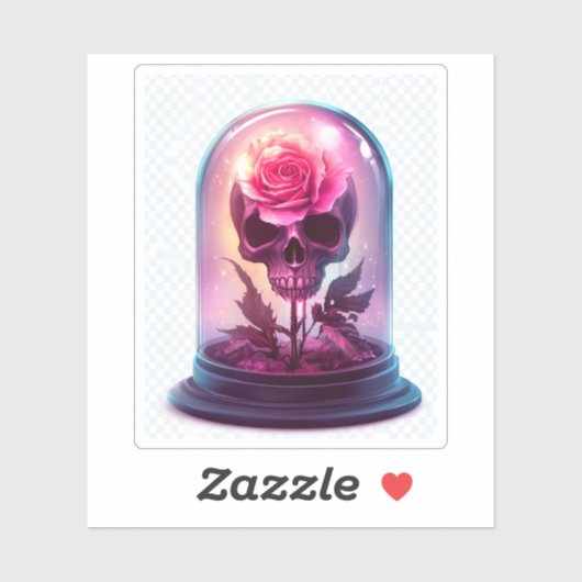 Skull in Rose Glass Sticker (Vel)