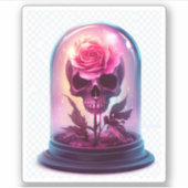 Skull in Rose Glass Sticker (Voorkant)