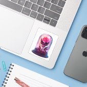Skull in Rose Glass Sticker (Laptop met iPhone)