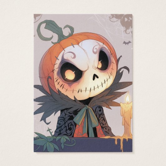 Skull Jack-O-Lantern Oorbel Display Kaart (Achterkant)