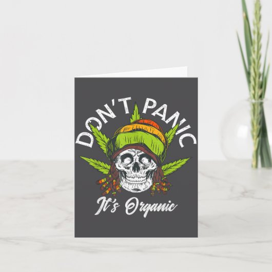 Skull Jamaica Rasta Funny Don´t Panic It´s Organic Kaart (Voorkant)