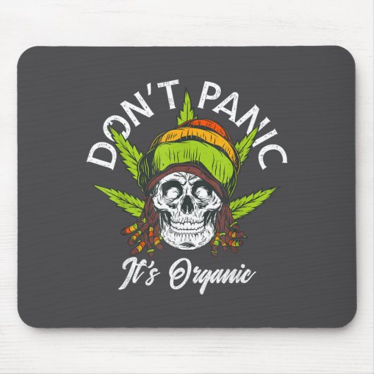 Skull Jamaica Rasta Funny Don´t Panic It´s Organic Muismat (Voorkant)