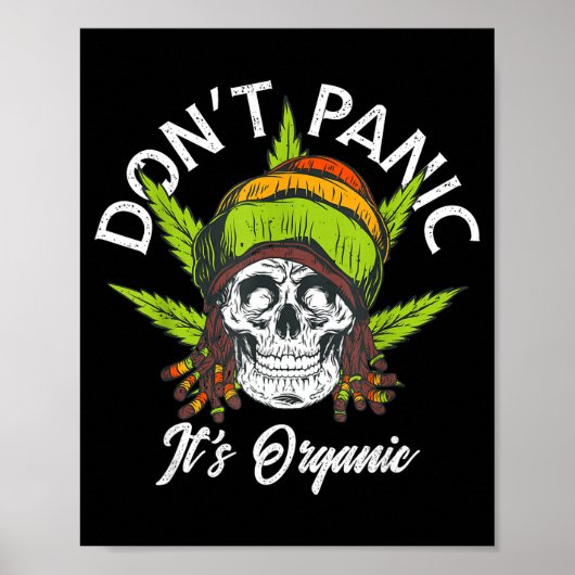 Skull Jamaica Rasta Funny Don´t Panic It´s Organic Poster (Voorkant)