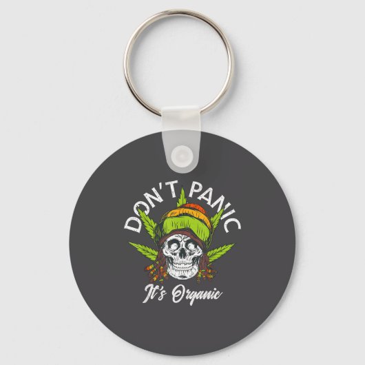 Skull Jamaica Rasta Funny Don´t Panic It´s Organic Sleutelhanger (Voorkant)