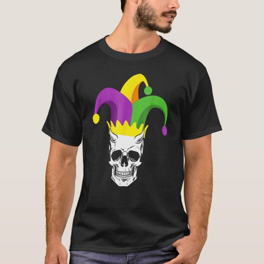 Skull Jester Pet Funny Parade Costume Funny Mardi T-shirt (Voorkant)