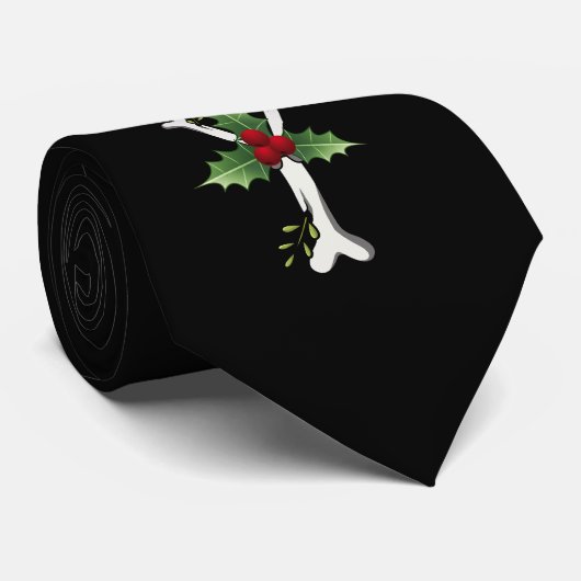 Skull JOY Botten Holly Kerstfeestdag Stropdas (Opgerold)