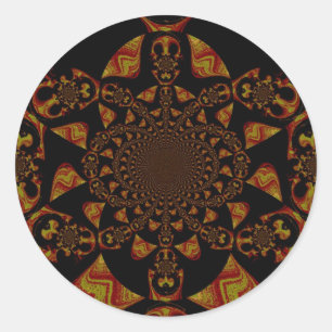 Skull Kaleidoscope Art Print Ronde Sticker
