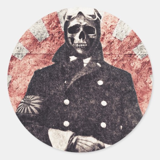 Skull kamikaze ronde sticker (Voorkant)