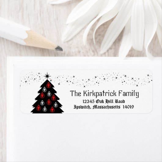 Skull-kerstboomruitadres Etiket (Insitu)