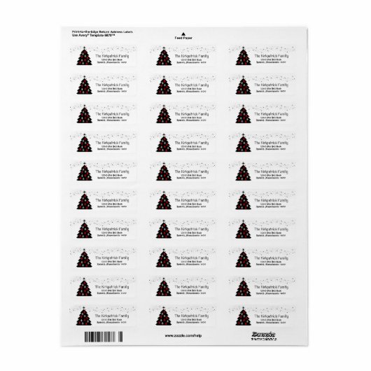 Skull-kerstboomruitadres Etiket (Full Sheet)