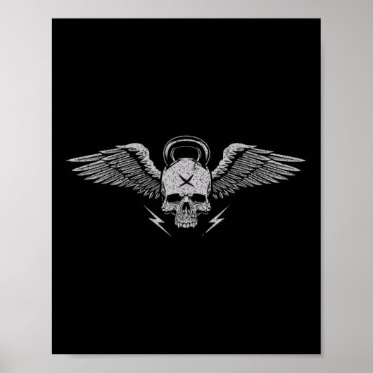 Skull Kettlebell Workout krachttraining Gym Poster (Voorkant)