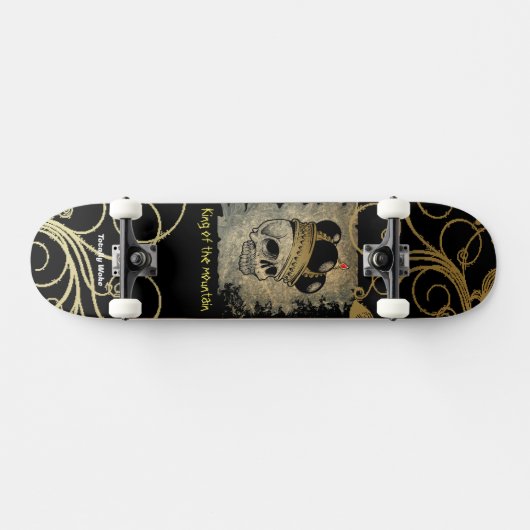 Skull King Black en Gold Custom Skateboard (Horizontaal)
