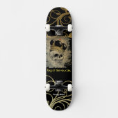 Skull King Black en Gold Custom Skateboard (Voorkant)