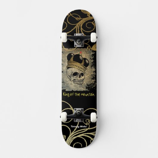 Skull King Black en Gold Custom Skateboard (Voorkant)