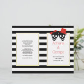 Skull-koppels strepen het rode Halloween-trouwprog (Staand voorkant)