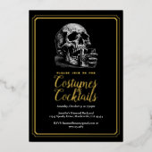  Skull Kostuums & Cocktails Halloween Party Folie Uitnodiging (Voorkant)