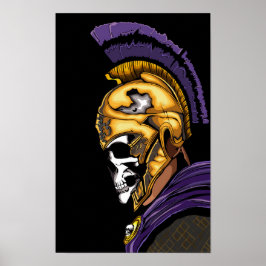 Skull krijger met zwart poster