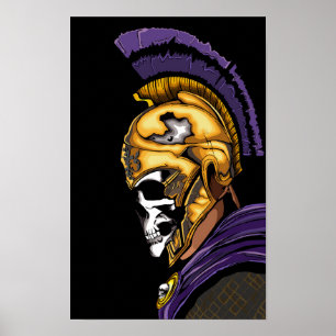 Skull krijger met zwart poster