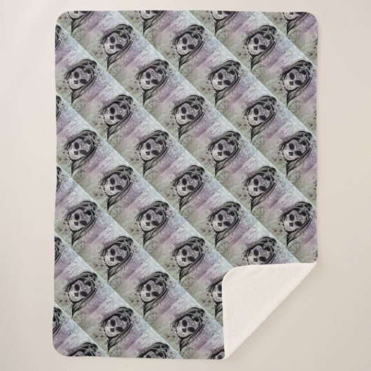 Skull Lady Sherpa Deken (Voorkant)