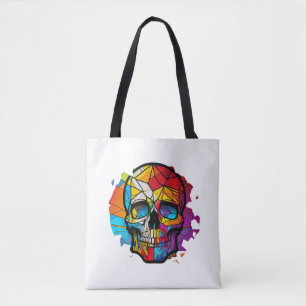 Skull leven tijd Glas in lood karakter Tote Bag