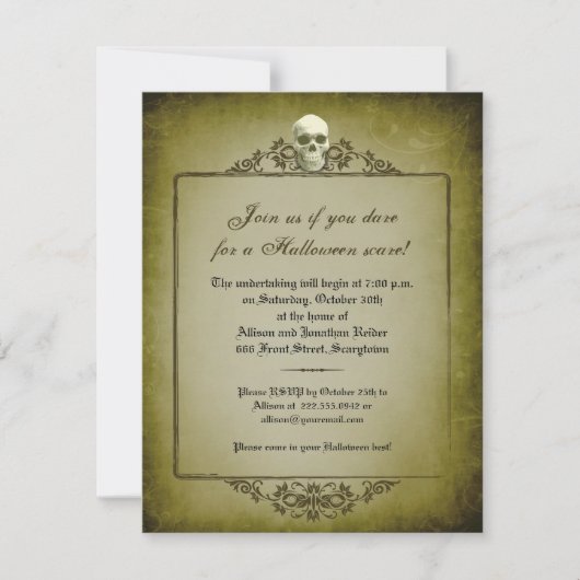 Skull Lijst Halloween Invitation Kaart (Voorkant)
