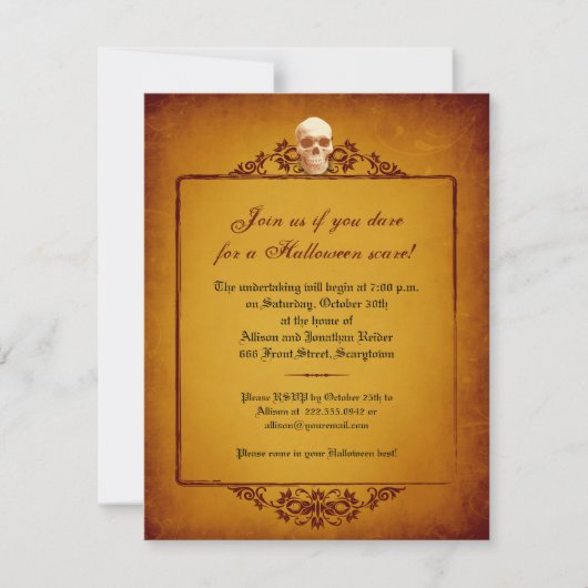 Skull Lijst Halloween Invitation Kaart (Voorkant)