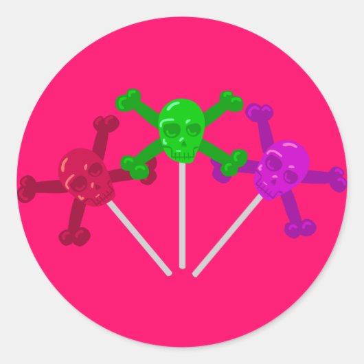Skull Lollipops Ronde Sticker (Voorkant)