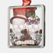 Skull Love Marriage Skeleton Couple Metalen Ornament (Links)