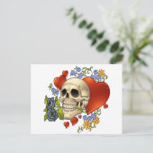 Skull Love - Skulls, Rozen and Hearts by Al Rio Briefkaart (Staand voorkant)