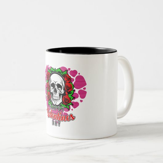 Skull Love - tweekleurige Mok, 11 oz Tweekleurige Koffiemok (Voorkant rechts)