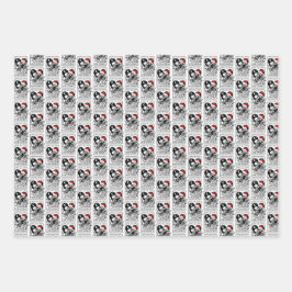 Skull lover bookish Christmas gothic wrapping pape Inpakpapier Vel