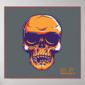 Skull M.C. Biker Eerie Sinaasappel Poster (Voorkant)