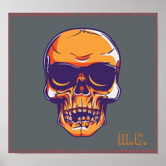 Skull M.C. Biker Eerie Sinaasappel Poster (Voorkant)