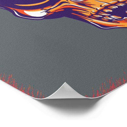 Skull M.C. Biker Eerie Sinaasappel Poster (Hoek)