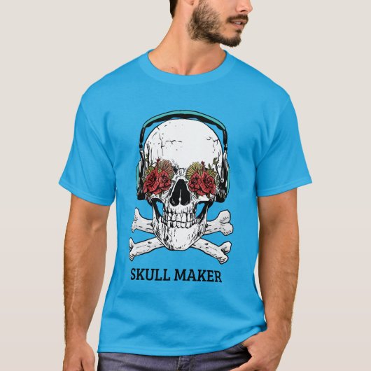 SKULL MAKER Hoofdtelefoon en Rozen | T-shirt (Voorkant)