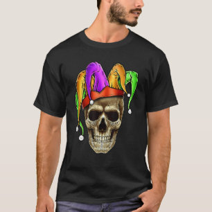 Skull Mardi Gras Jester Joker Carnival NOLA Louisi T-shirt