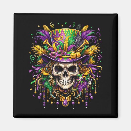 Skull Mardi Gras Men Women Kids Carnival New Orlea Magneet (Voorkant)