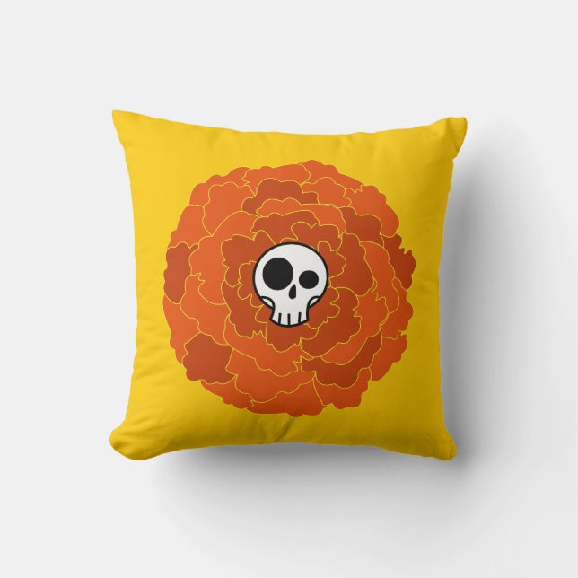 Skull Marigold Pillow Kussen (Voorkant)